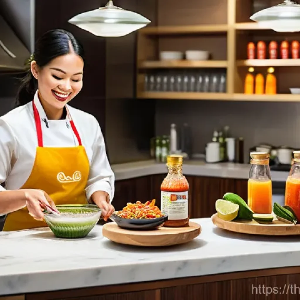 전통 조미료의 글로벌화 현상 - **A modern, brightly lit kitchen scene filled with diverse individuals from various ethnic backgroun...