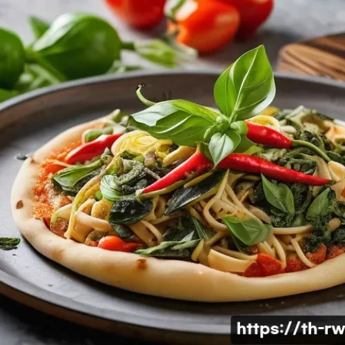 Home 32 전통 조미료와 국제 요리의 접목 - A vibrant fusion kitchen scene showcasing a chef expertly blending Thai and Italian cuisines: fresh ...